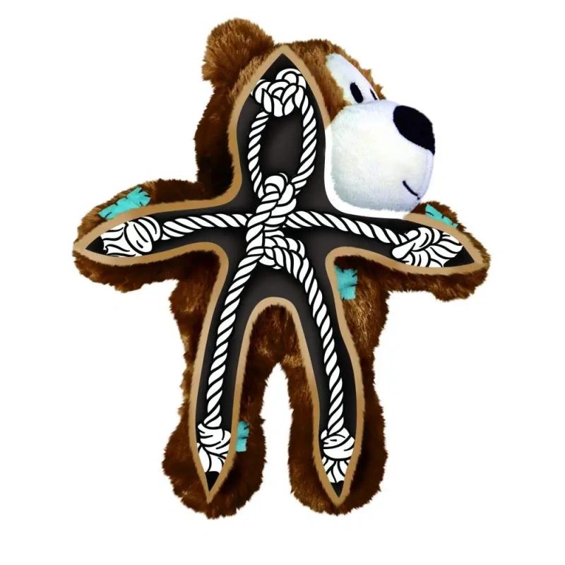 KONG - Wild Knots Bear - Internal Knotted Ropes and Minimal Stuffing for Less Mess  (Assorted Colors)