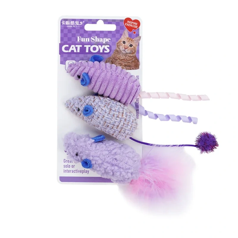 Pet Cat Toys Catnip False Mouse Feather Rainbow Mouse Toy Funny Playing Toys For Kittens