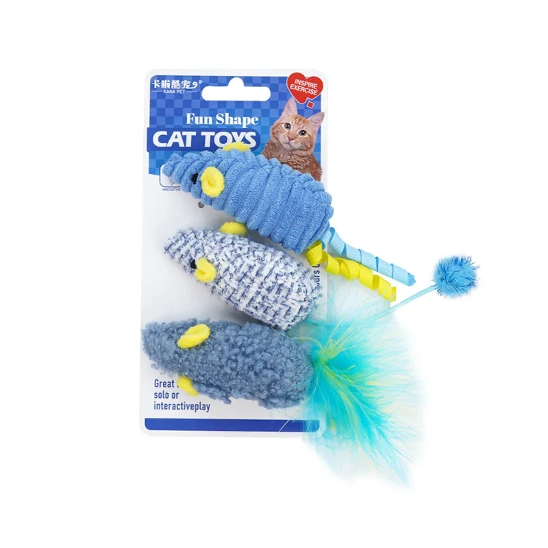 Pet Cat Toys Catnip False Mouse Feather Rainbow Mouse Toy Funny Playing Toys For Kittens