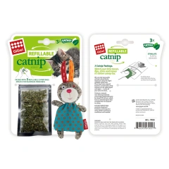 GiGwi Catnip Refilling Cat Toys Interactive Chewing Toy Cute Design Small Soft Fabric Washable Plush Toy with 3 Packs of Catnip