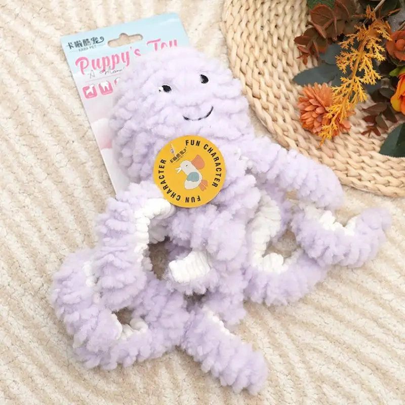 Large Dog Toy Bite-Resistant Sound Plush Toys Octopus Cartoon Pet Puppy Chew Squeaky Toy For Small & Medium Dog Supplies