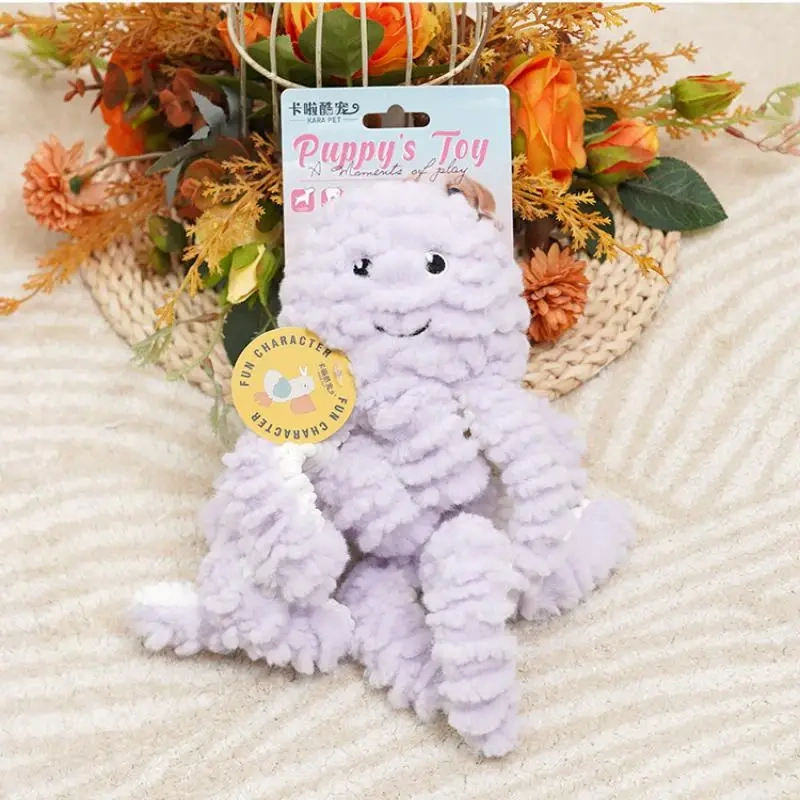 Large Dog Toy Bite-Resistant Sound Plush Toys Octopus Cartoon Pet Puppy Chew Squeaky Toy For Small & Medium Dog Supplies