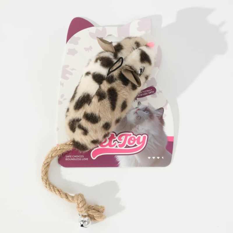 Cat Chew Plush Toy Simulated Mouse Squeaky Bell Fox Fur Bite-resistant Kitten Toy