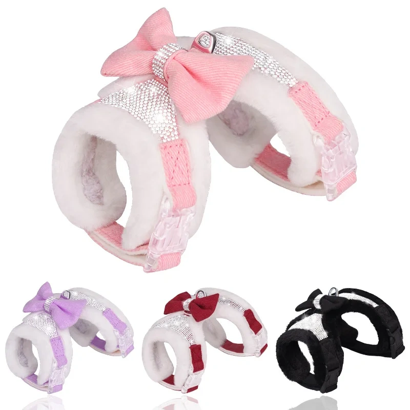 Kingtale  Cold Weather No Pull No Choke Escape Proof Warm Plush Imitation Rabbit Fur Puppy Dog harness
