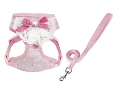 Fashionable Diamond Cat Harness Leash Polyester Vest-Style with Button Anti-Escape