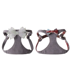 New Crystal Bow Dog Harness Set for Small and Medium Dogs Teddy Bichon Vest Double-Headed Leash Pet Supplies Puppy Accessories