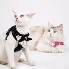Fashionable Diamond Cat Harness Leash Polyester Vest-Style with Button Anti-Escape