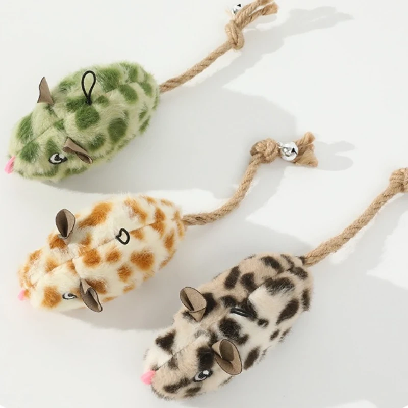 Cat Chew Plush Toy Simulated Mouse Squeaky Bell Fox Fur Bite-resistant Kitten Toy Interactive Training Cat Toy Supplies
