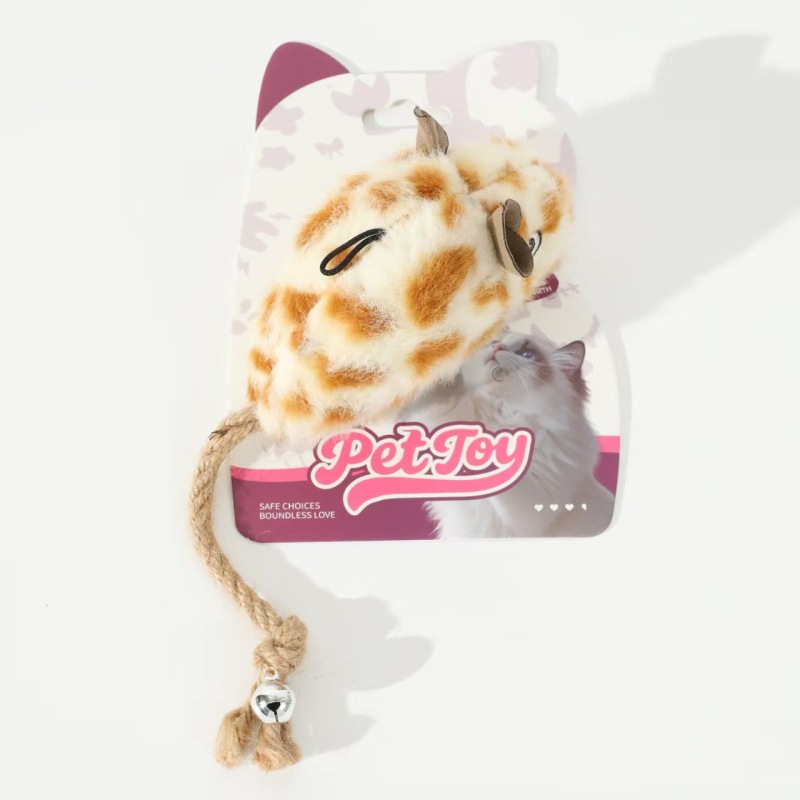 Cat Chew Plush Toy Simulated Mouse Squeaky Bell Fox Fur Bite-resistant Kitten Toy