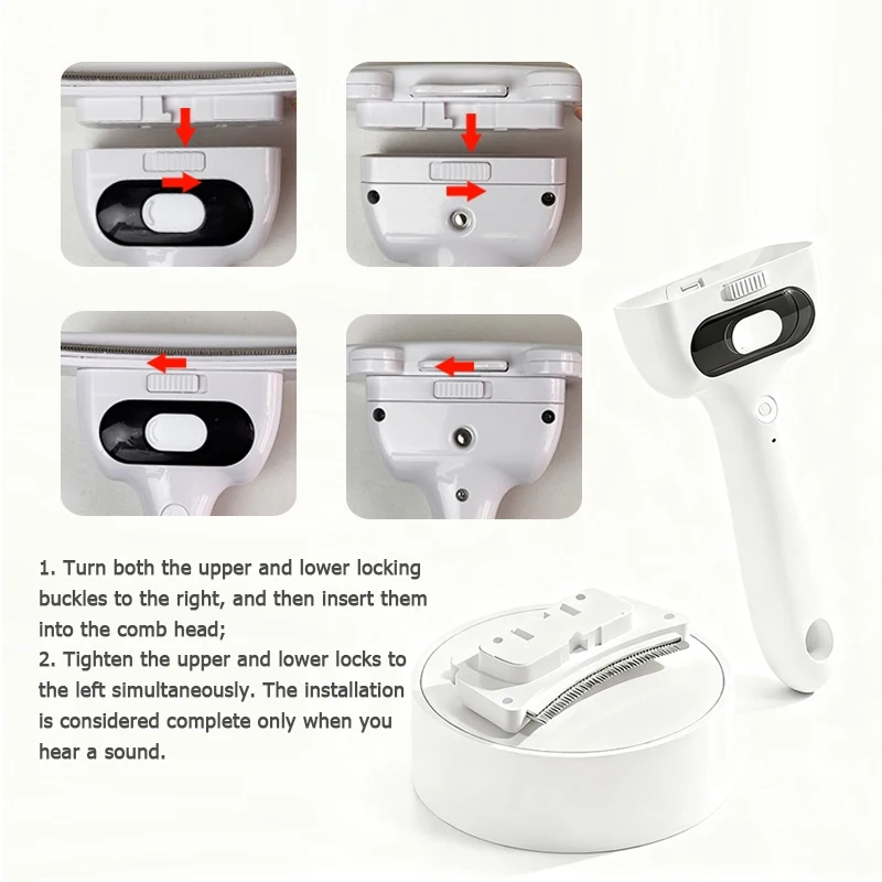 Stainless Steel Pet Steam Comb Built in Battery Hair Removal & Beauty Spray Brush for cat and dog Pet Grooming Tool Anti-static