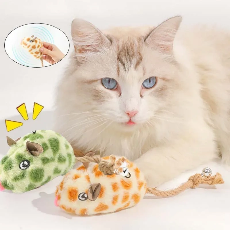 Cat Chew Plush Toy Simulated Mouse Squeaky Bell Fox Fur Bite-resistant Kitten Toy Interactive Training Cat Toy Supplies