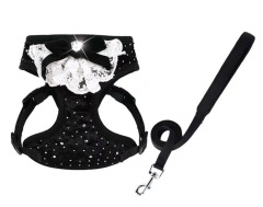 Fashionable Diamond Cat Harness Leash Polyester Vest-Style with Button Anti-Escape