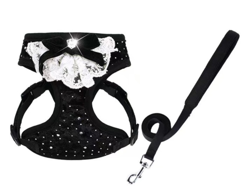 Fashionable Diamond Cat Harness Leash Polyester Vest-Style with Button Anti-Escape