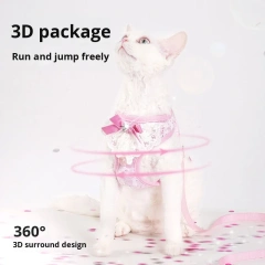 Fashionable Diamond Cat Harness Leash Polyester Vest-Style with Button Anti-Escape No-Choking Feature for Outdoor Cat Walking