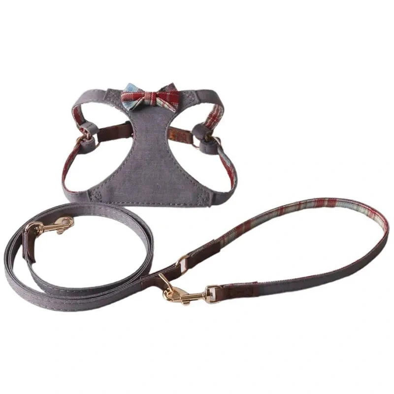 New Crystal Bow Dog Harness Set for Small and Medium Dogs Teddy Bichon Vest Double-Headed Leash Pet Supplies Puppy Accessories