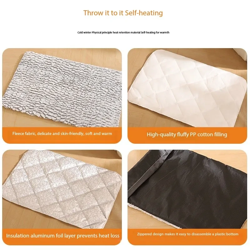 Thermal cat Bed Washable Down-like Fabric Self-heating Dog Bed Dirt-resistant and Slip-resistant Dog Mat Pet Decorate Accessory