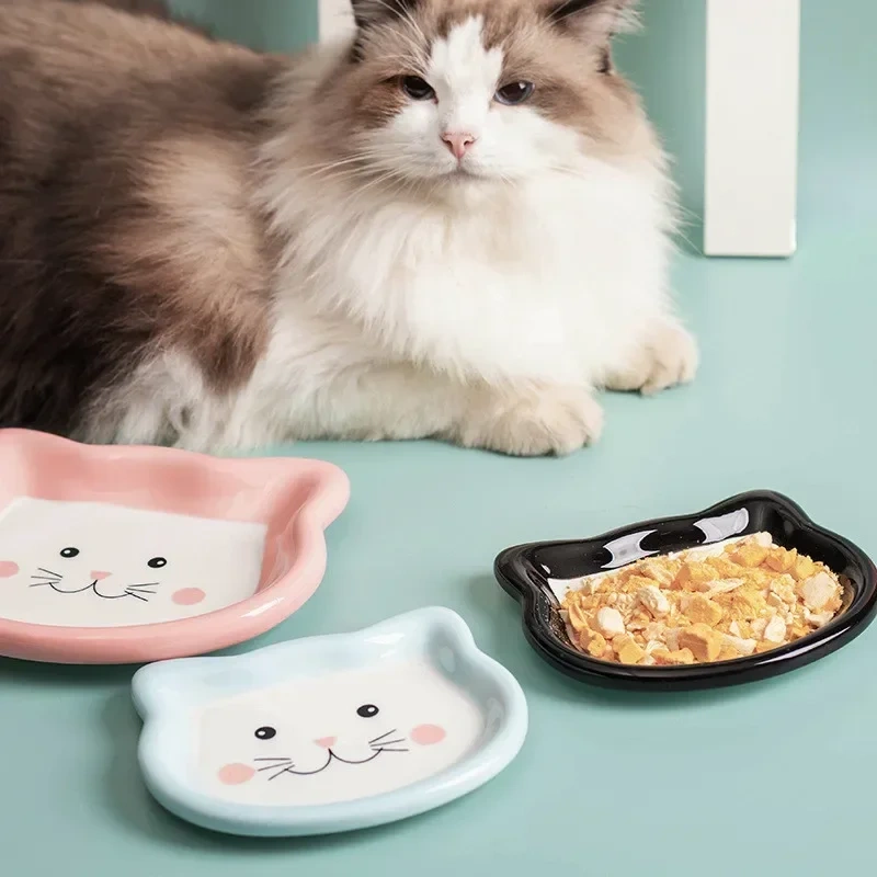 Cartoon Ceramic Pet Bowl for Cats And Dogs Cute Shape No Spill Food And Water Feeder Small Puppy Bowl Feeding Supplies