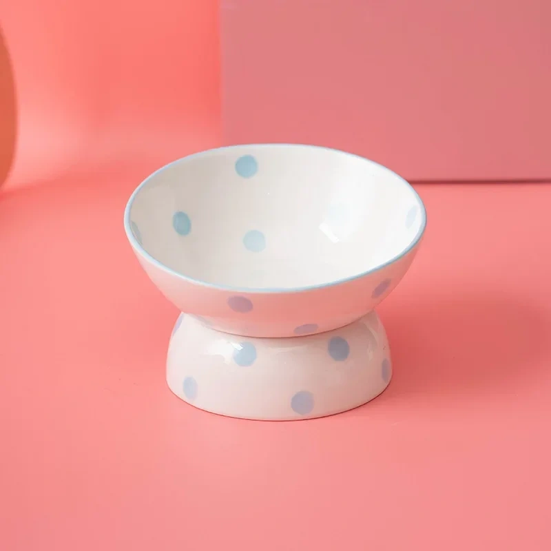 Cute Pet Bowl Cartoon Pet Feeder High-foot Single Mouth Skidproof Ceramic Dog Cat Food Bowls Pets Drinking Feeding Container