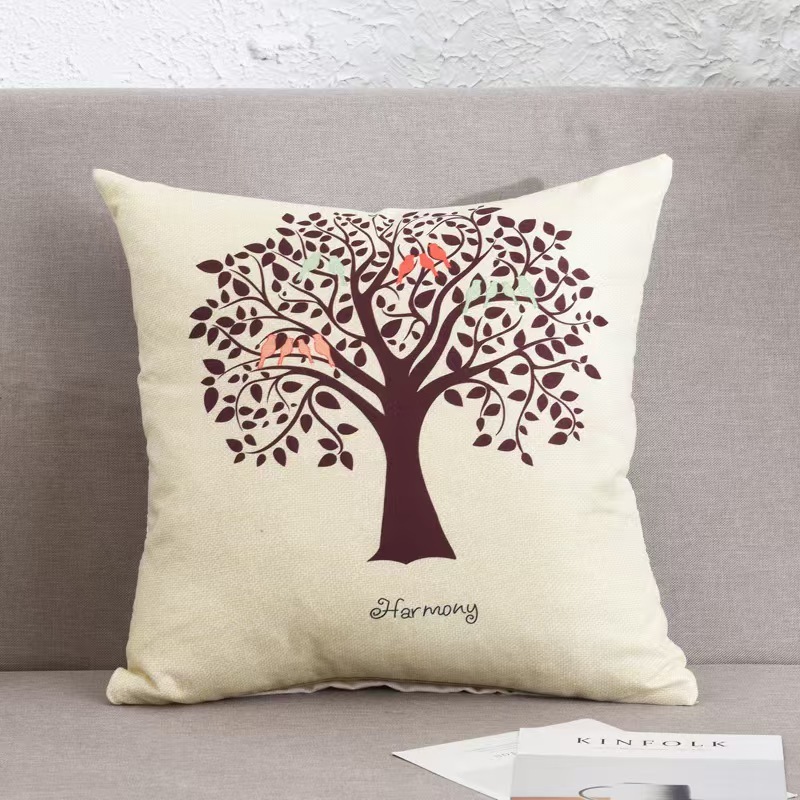 Cartoon Linen Four Season Pillow, Car Lumbar Support,Cotton Linen Square Waist Pad