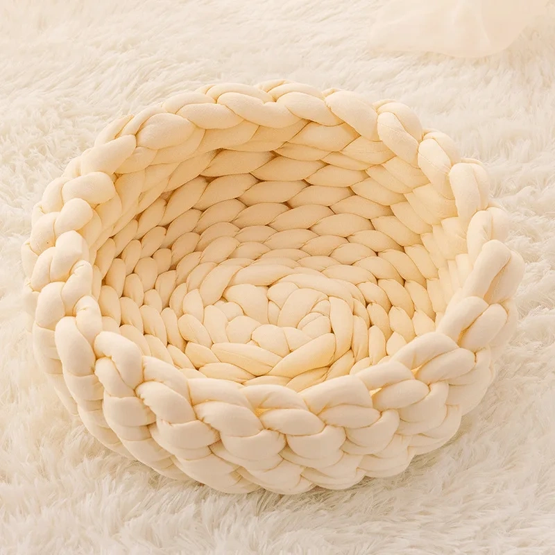 Handmade Knit Cat Beds, Mats, Warm, Soft, Small Dogs Kennel, Puppy, Kitten Cave, Sleeping Bag, Detachable, DIY Pet House