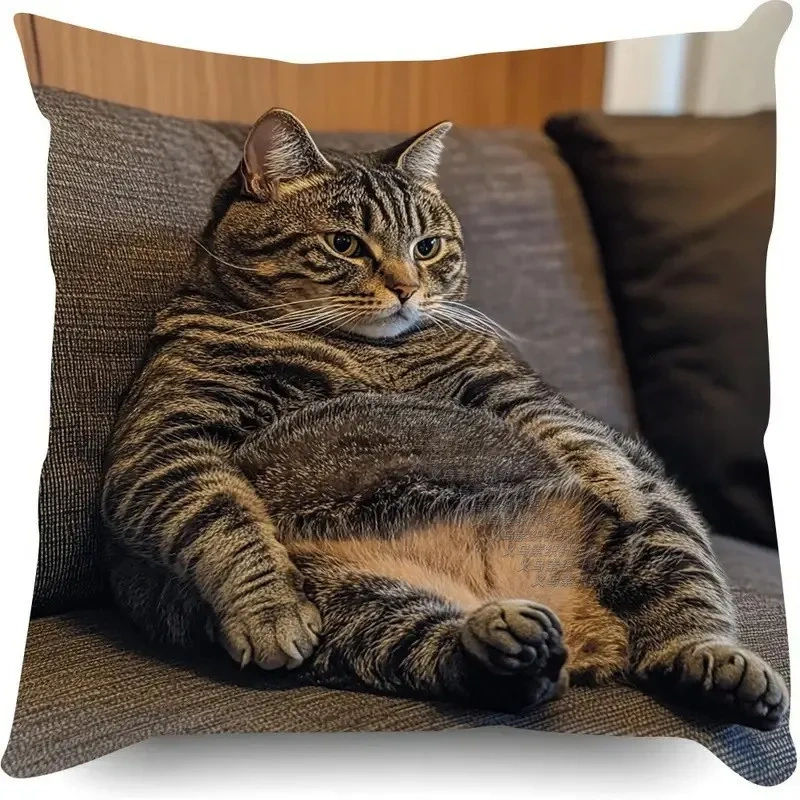 1pcs Cute Cartoon Cat Cushion Pillow Cover Simple Printed Throw Cushion Case Creative Home Sofa Decor Gift for Cat Lovers