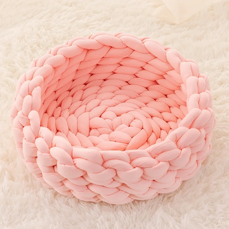 Handmade Knit Cat Beds, Mats, Warm, Soft, Small Dogs Kennel, Puppy, Kitten Cave, Sleeping Bag, Detachable, DIY Pet House