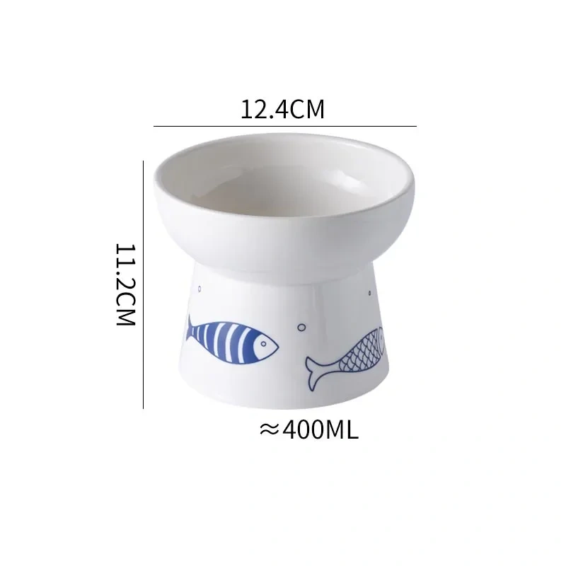 Cat Nordic Style Food Water Bowl Pet Animal Ceramic Eating Dishes High Foot Raised Puppy Cats Printing Bowls Elevated Dog Bowls