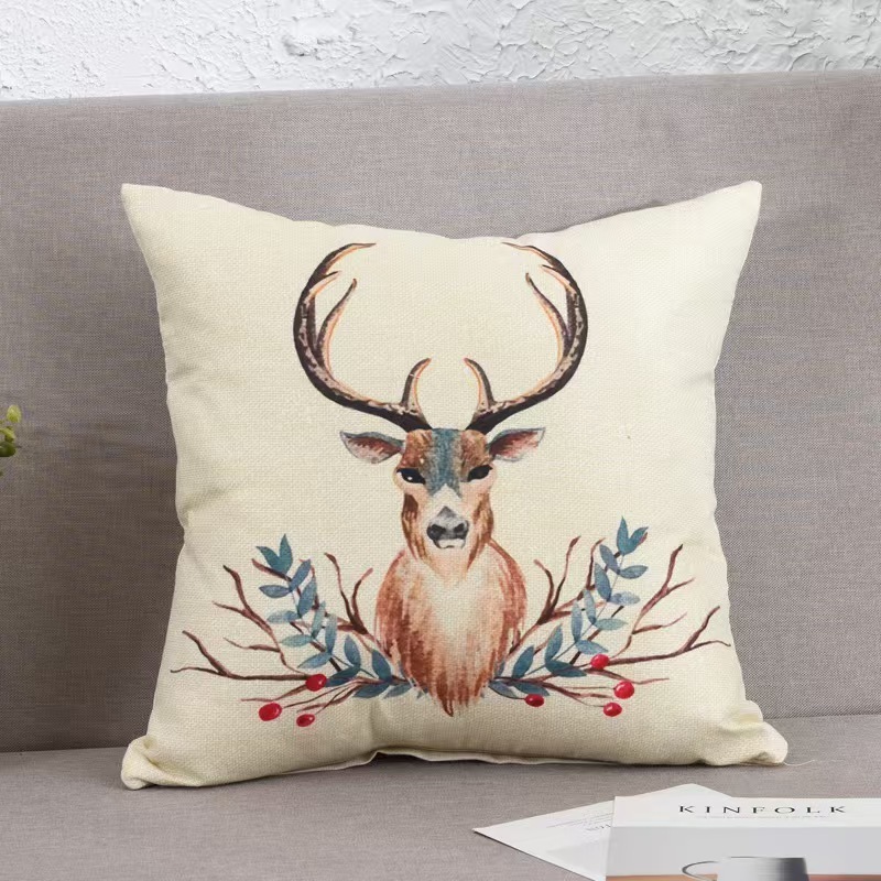 Cartoon Linen Four Season Pillow, Car Lumbar Support,Cotton Linen Square Waist Pad
