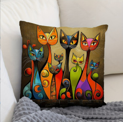 1pcs Cute Cartoon Cat Cushion Pillow Cover Simple Printed Throw Cushion Case Creative