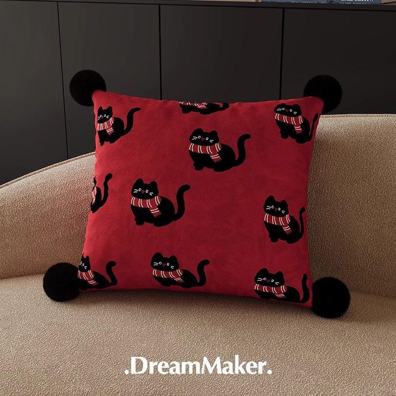 Cartoon Puppy Printed Lumbar Support Cushion for Reading & Bed Rest Home Decor Sofa Pillow