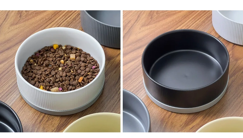 Doe Pet Dog Accessories Dog Bowl Customized Wholesale Round Silicone Anti-skid Base Ceramic Pet Feeder & Bowl Drinking Cat Bowl