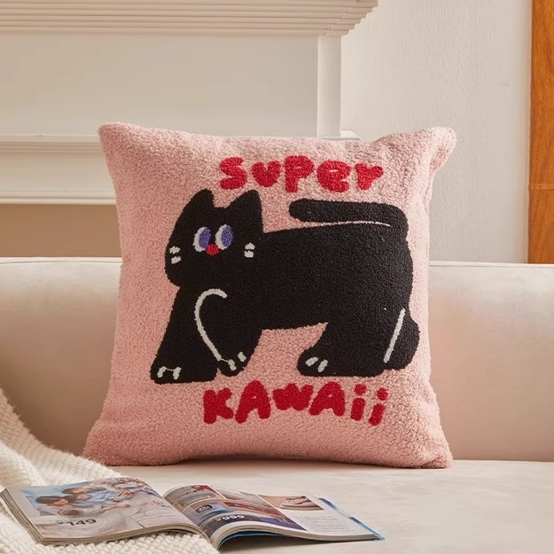 Cat Embroidered Cartoon Pillowcase