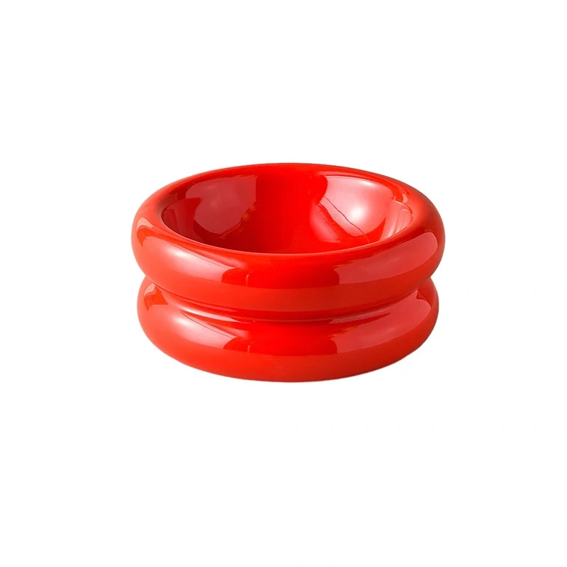 Cute Pastel Ceramic Pet Bowl for Cats and Small Dogs – 350ml Round Elevated Dish, Non-Slip, Easy to Clean, for Food and Water