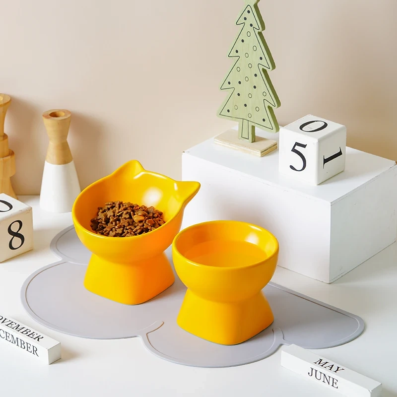 Ceramic Cat Bowl  Cervical Vertebra protection Pet Bowl Drinking Bowl Multi-color