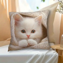 1pcs Cute Cartoon Cat Cushion Pillow Cover Simple Printed Throw Cushion Case Creative
