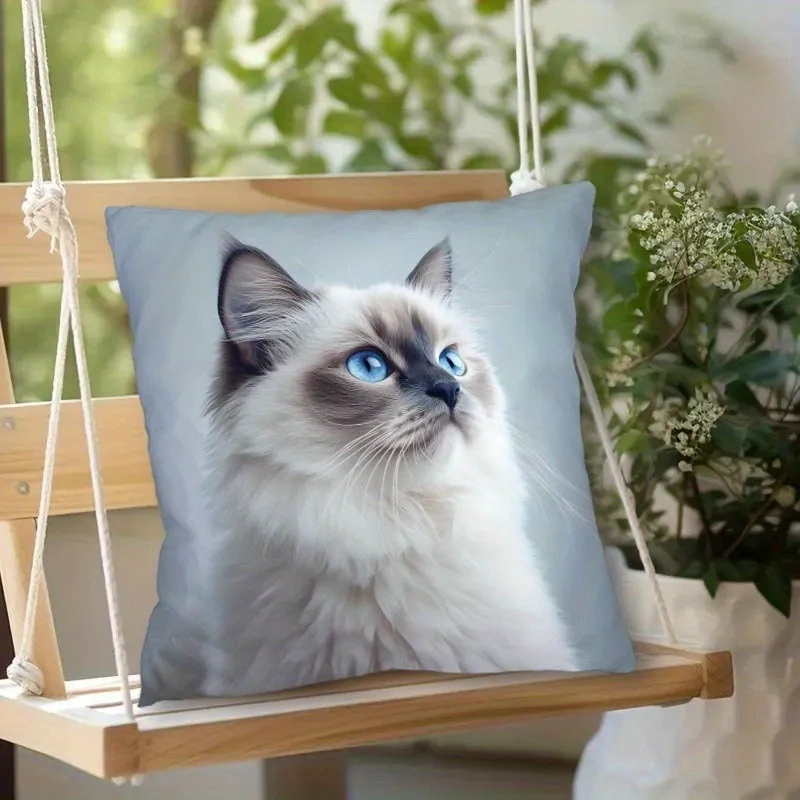 1pcs Cute Cartoon Cat Cushion Pillow Cover Simple Printed Throw Cushion Case Creative Home Sofa Decor Gift for Cat Lovers