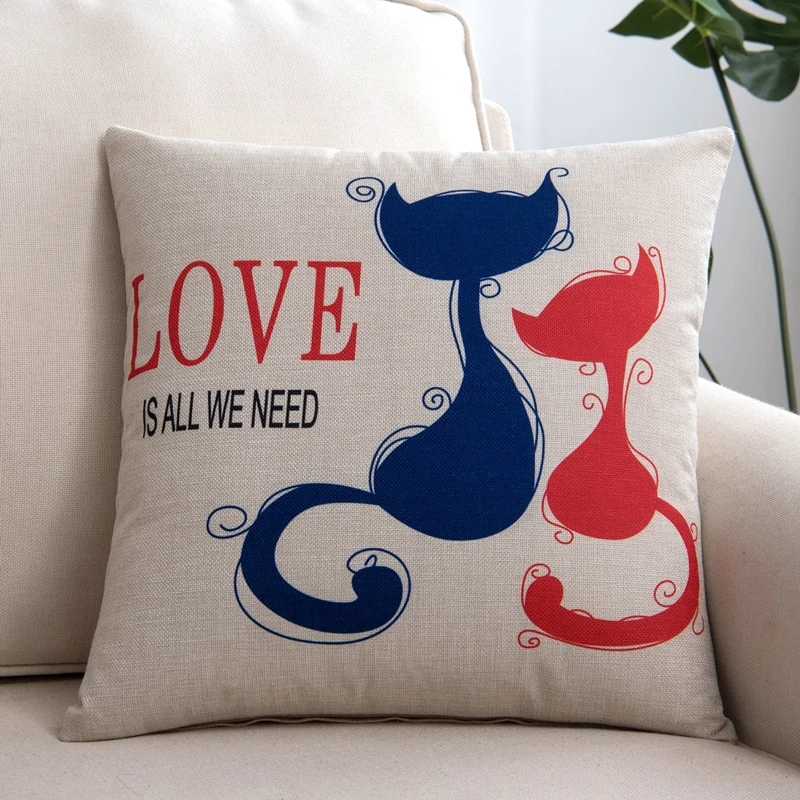 Cartoon Linen Four Season Pillow, Car Lumbar Support, Office Headboard, Large Backrest, Cotton Linen Square Waist Pad