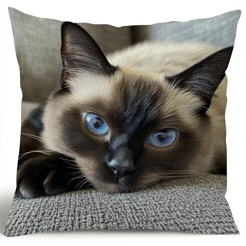 1pcs Cute Cartoon Cat Cushion Pillow Cover Simple Printed Throw Cushion Case Creative Home Sofa Decor Gift for Cat Lovers