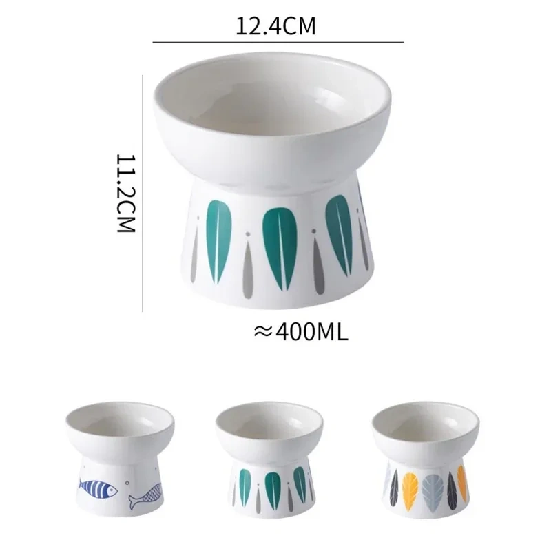 Cat Nordic Style Food Water Bowl Pet Animal Ceramic Eating Dishes High Foot Raised Puppy Cats Printing Bowls Elevated Dog Bowls