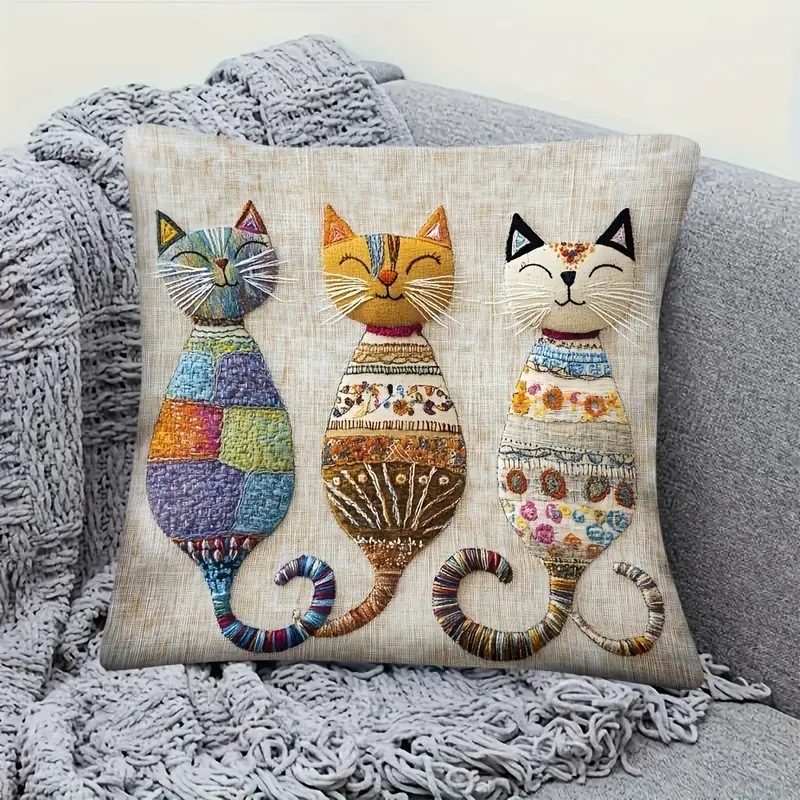 1pcs Cute Cartoon Cat Cushion Pillow Cover Simple Printed Throw Cushion Case Creative