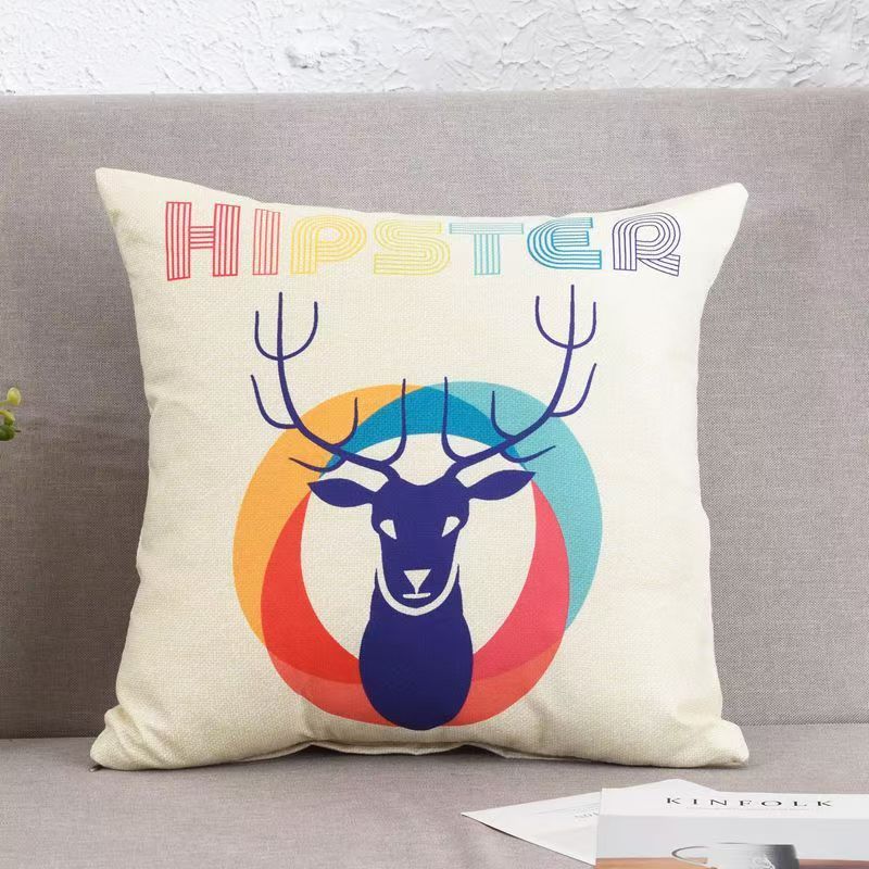 Cartoon Linen Four Season Pillow, Car Lumbar Support,Cotton Linen Square Waist Pad