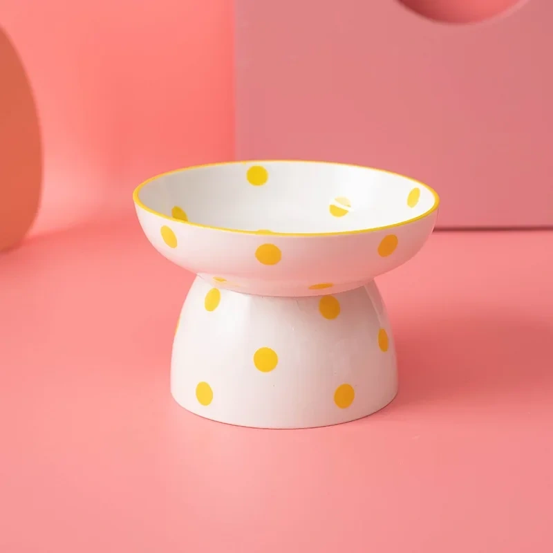 Cute Pet Bowl Cartoon Pet Feeder High-foot Single Mouth Skidproof Ceramic Dog Cat Food Bowls Pets Drinking Feeding Container