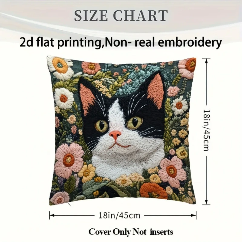 1pcs Cute Cartoon Cat Cushion Pillow Cover Simple Printed Throw Cushion Case Creative Home Sofa Decor Gift for Cat Lovers