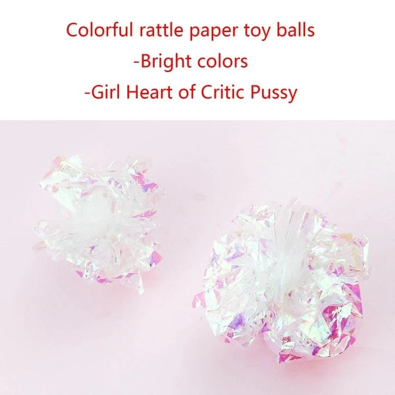 2 Pack Crinkle Balls Colorful for Cat Toy Mylar Paper Ball Dye for Kittens best sale