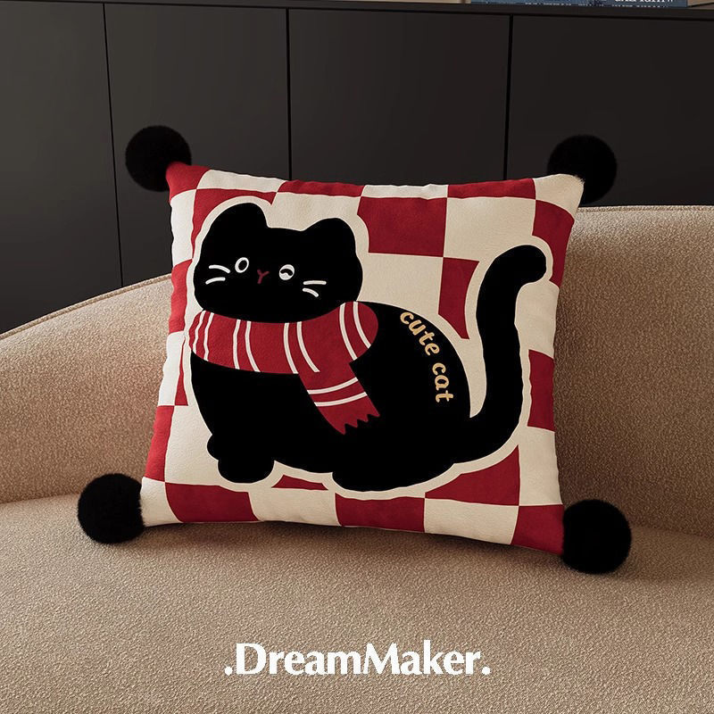 Cartoon Puppy Printed Lumbar Support Cushion for Reading & Bed Rest Home Decor Sofa Pillow