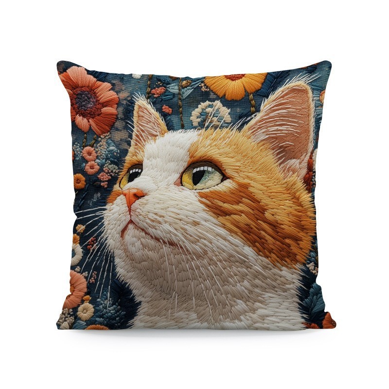1pcs Cute Cartoon Cat Cushion Pillow Cover Simple Printed Throw Cushion Case Creative