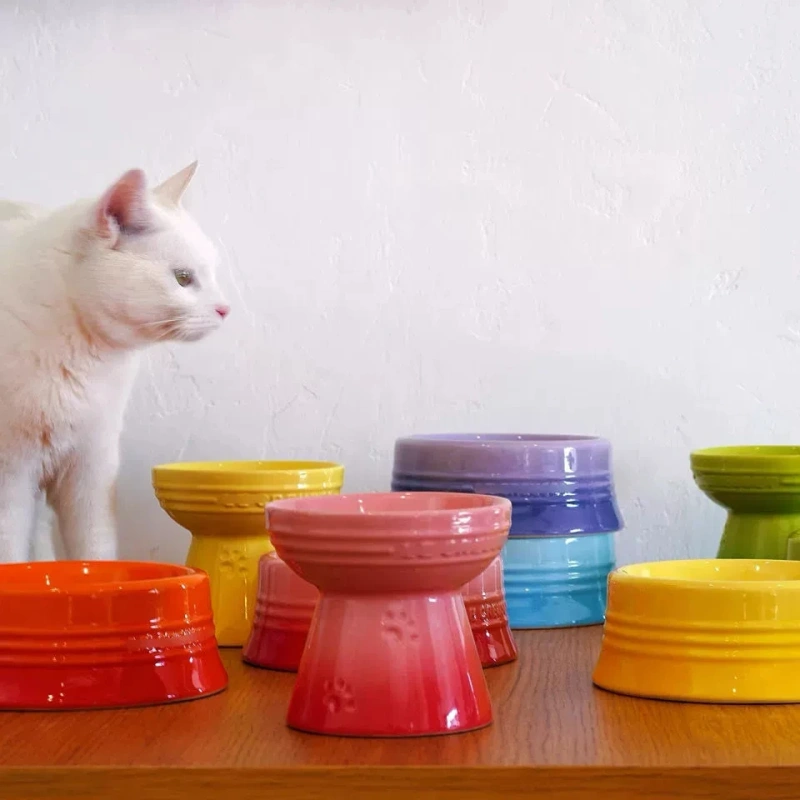 Le Creuset Cool Color Cerc  Dog Bowls with Heightened Feet Ne Protection Anti-Flip Water Food Bowl Pet Dining Bowl