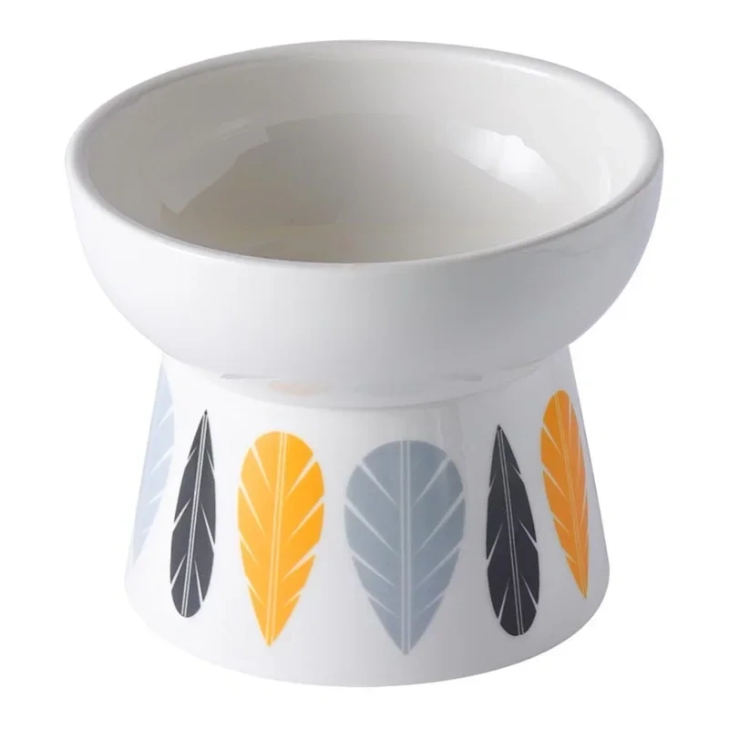 Cat Nordic Style Food Water Bowl Pet Animal Ceramic Eating Dishes High Foot Raised Puppy Cats Printing Bowls Elevated Dog Bowls