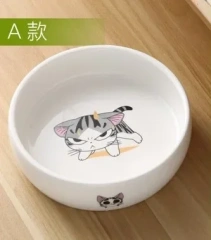 Pet Ceramic Bowl Cartoon Pattern Cat Face Bowl Cat Pot Small Dog Cat Water Bowl Pet Supplies