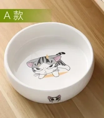Pet Ceramic Bowl Cartoon Pattern Cat Face Bowl Cat Pot Small Dog Cat Water Bowl Pet Supplies